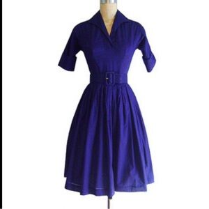 Trashy Diva Americana dress in cobalt blue with belt